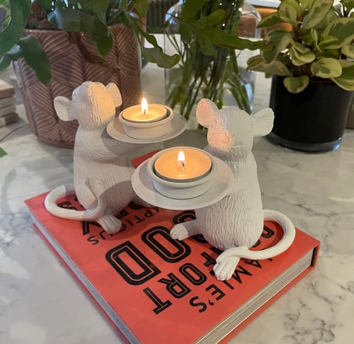 Customer photo review of Mouse Tealight Candle Holders - White