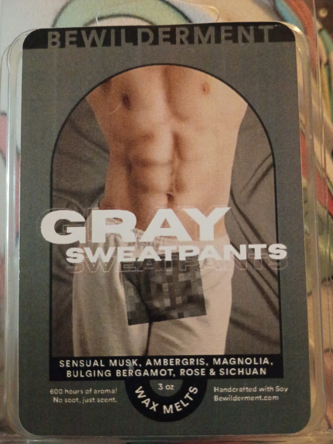 Customer photo review of Gray Sweatpants Wax Melts