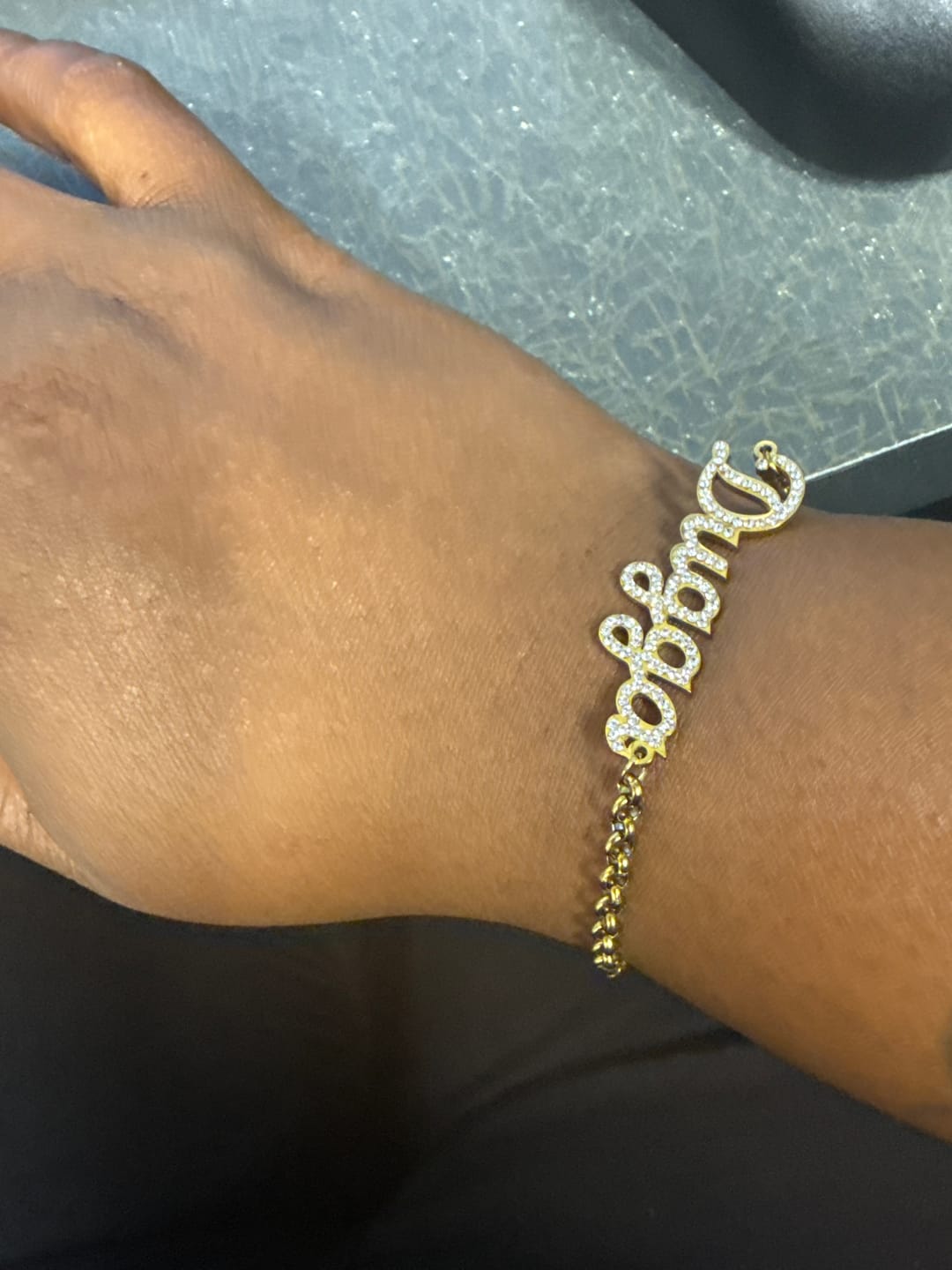 Customer photo review of Iced Name Bracelet