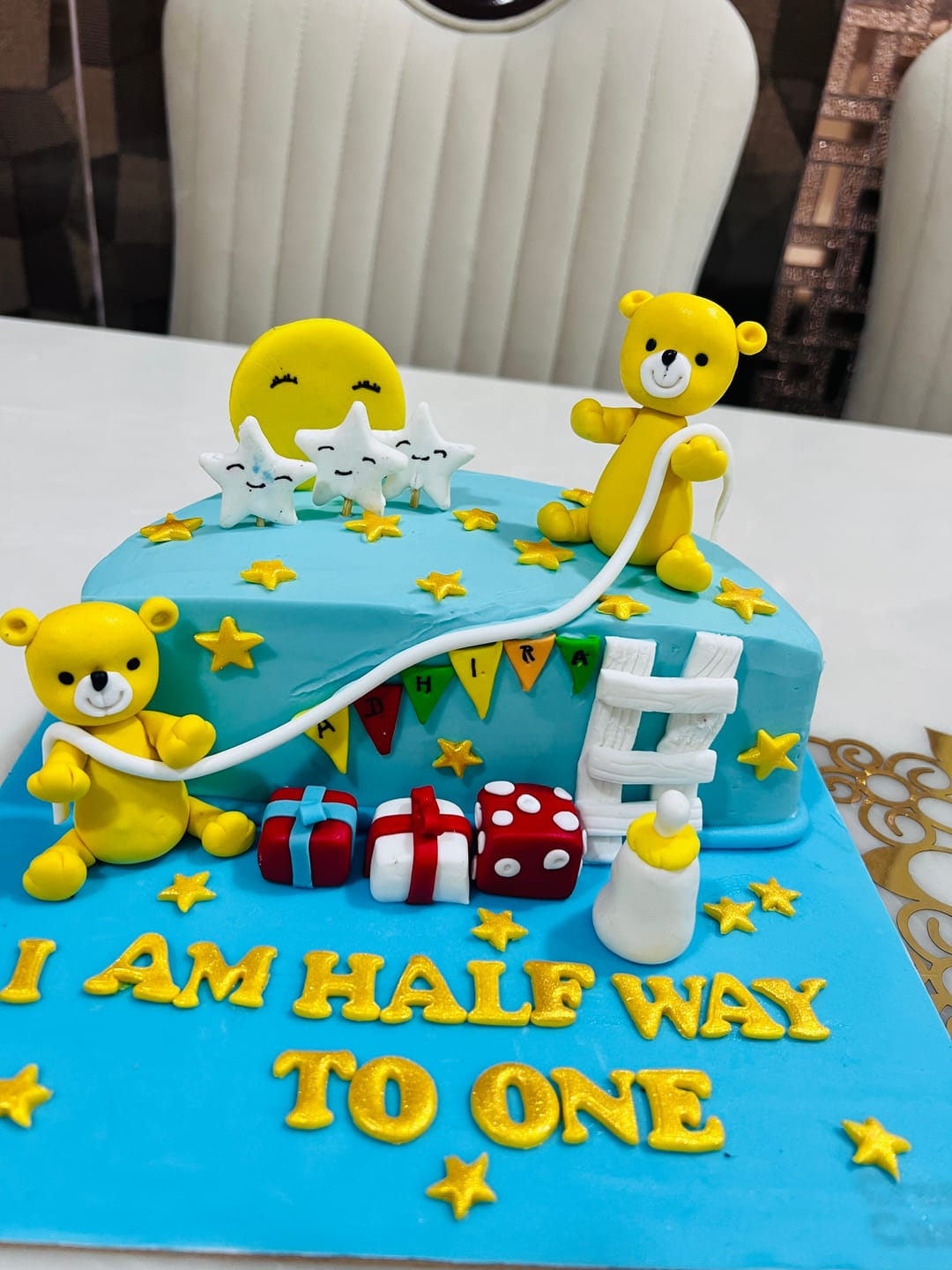 Customer photo review of Teddy 6 Months Cake