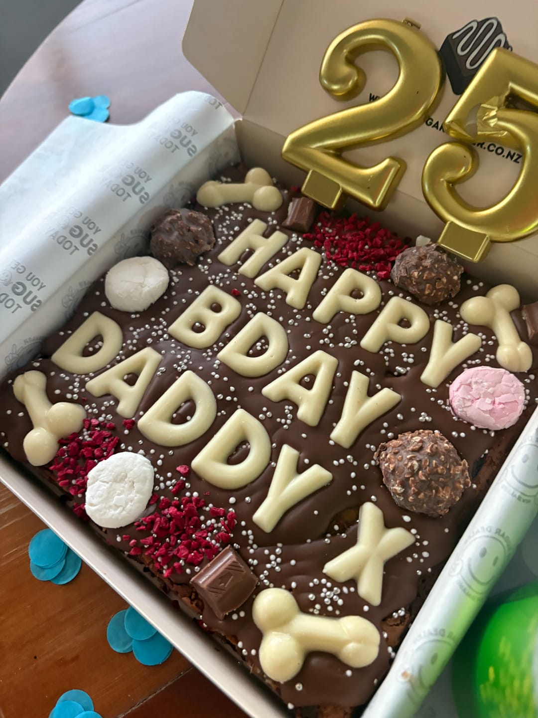 Customer photo review of Custom message dick brownie