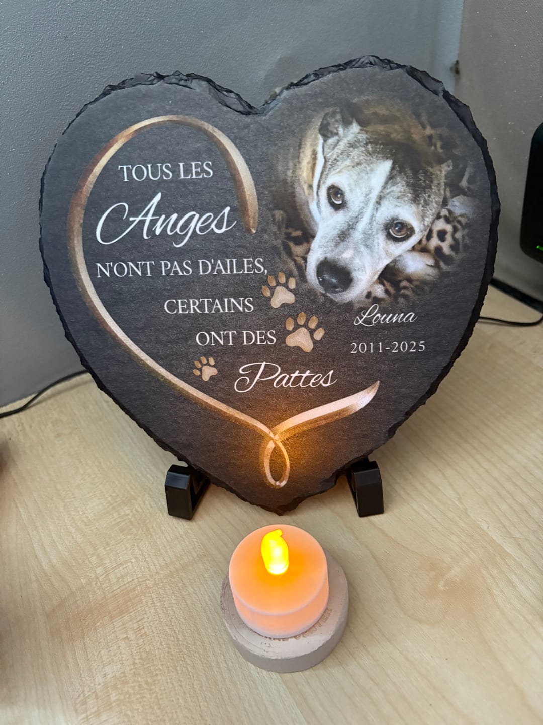 Customer photo review of Anges avec pattes - Cœur en ardoise personnalisé