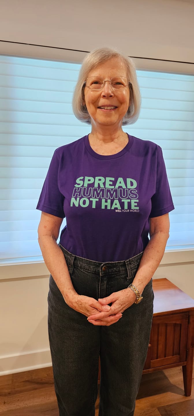 Customer photo review of Spread Hummus Not Hate Unisex T-Shirt