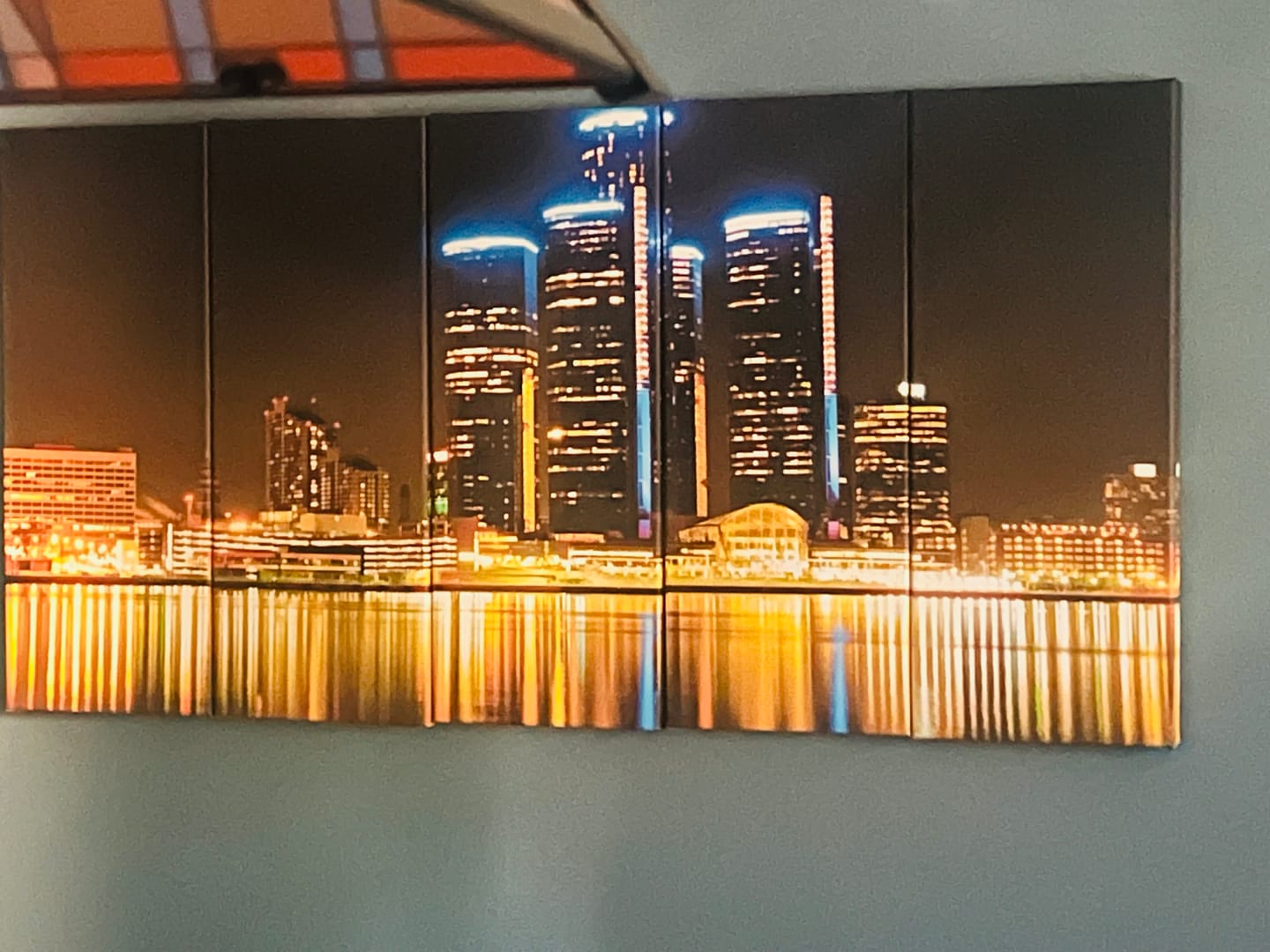 Customer photo review of Detroit Skyline at Night №2258 Ready to Hang Canvas Print