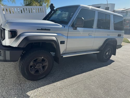 Customer photo review of Smoked LED Turn Signal Side Marker + Front Corner Indicator Combo to suit Toyota LandCruiser 70 Series (09/2022+)