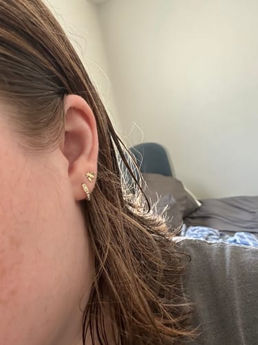 Customer photo review of Tiny Honey Bee Stud Earrings