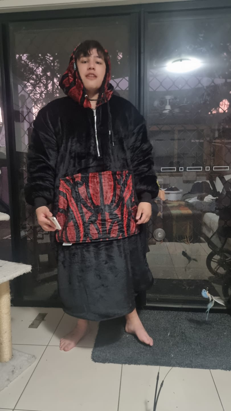 Customer photo review of EXTRA LONG ADULT BLANKET HOODIE - MANGU