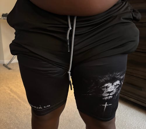 Customer photo review of Joshua 1:9 Lion Performance Shorts