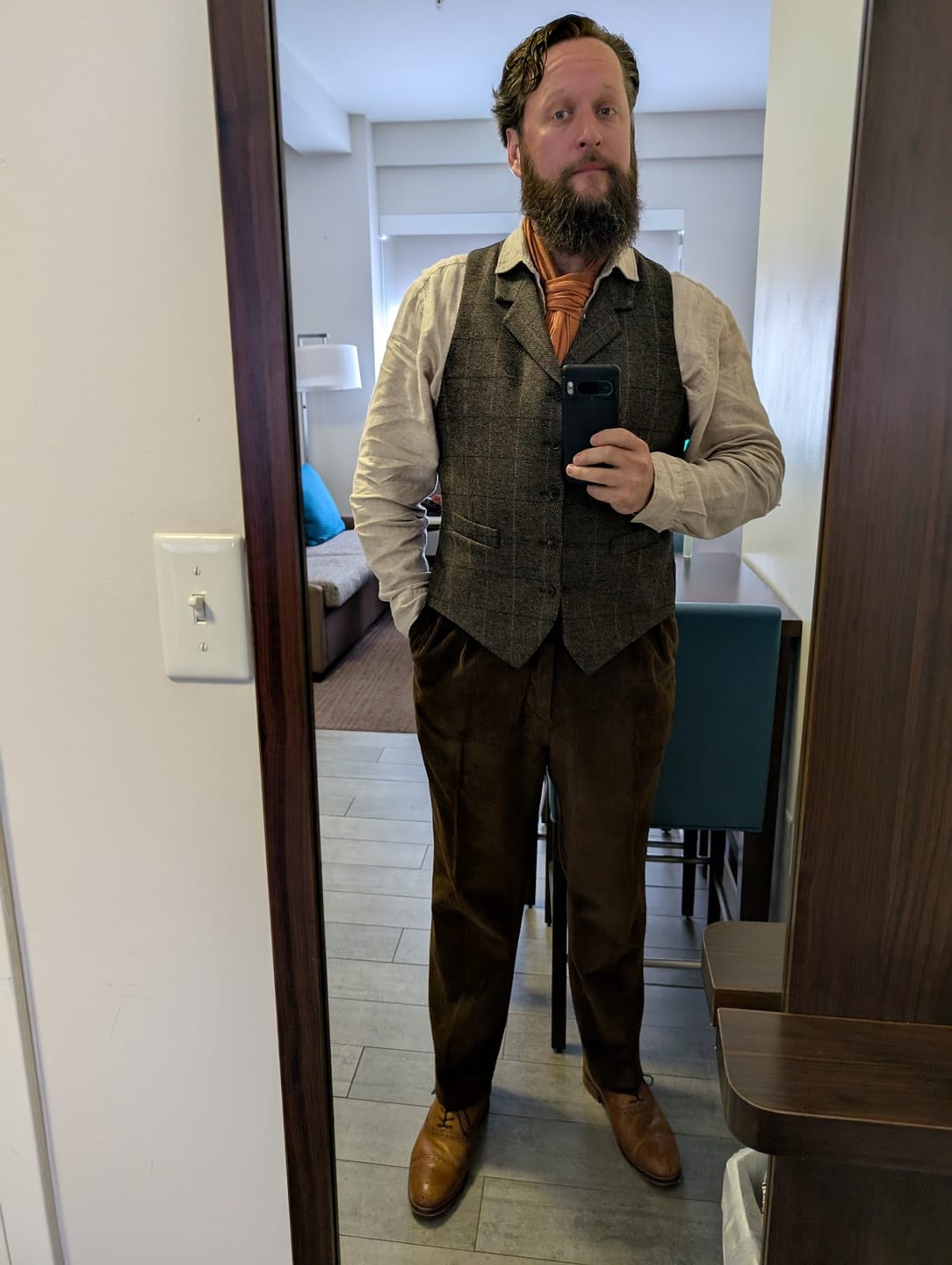 Customer photo review of 12.5 oz 8 Wale Corduroy Trousers - Brown
