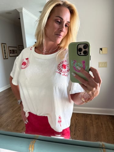 Customer photo review of Horseshoe Embroidered Crop Tee