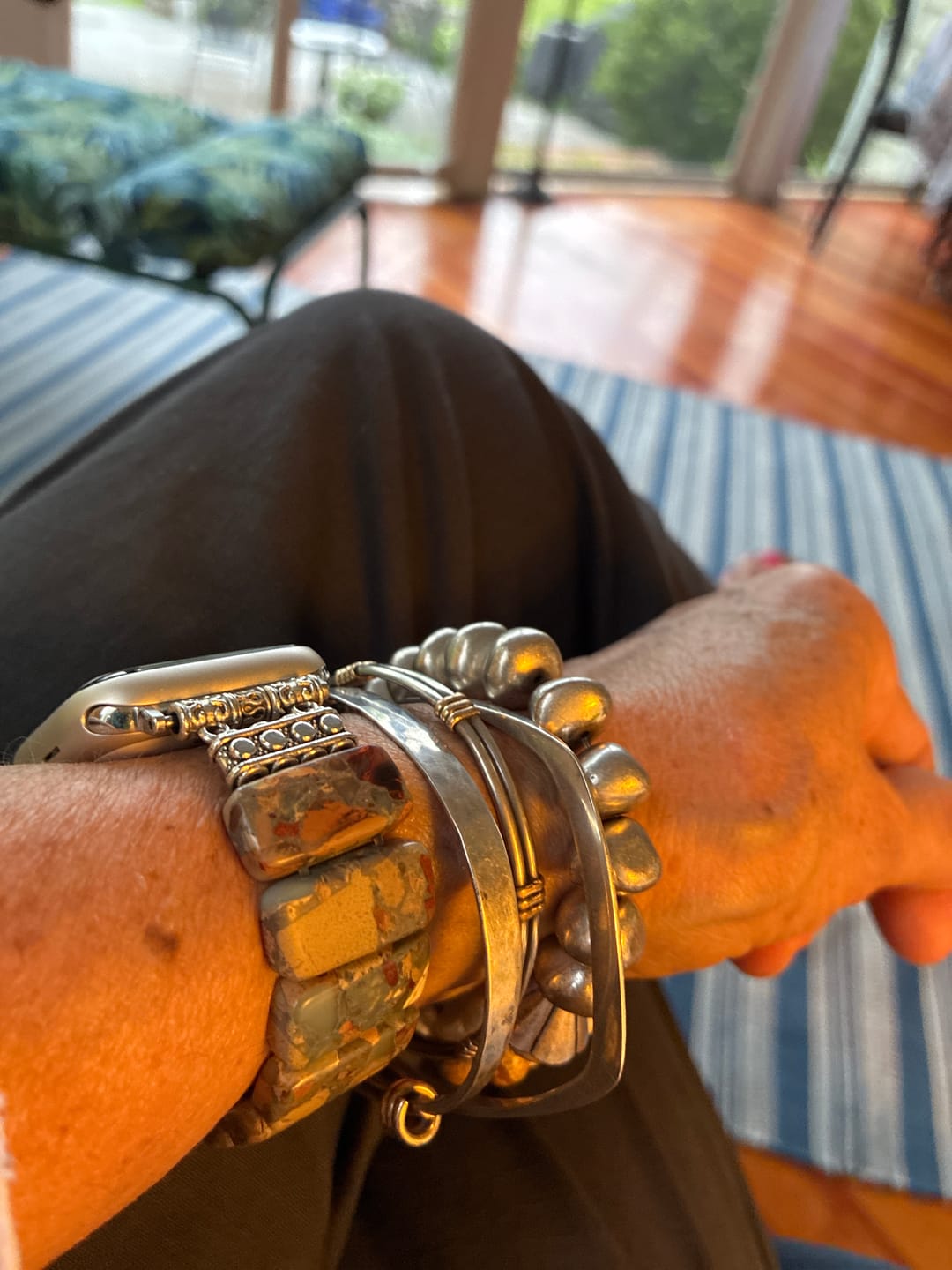 Customer photo review of Earth Tibetan Jasper Stretch Apple Watch Strap