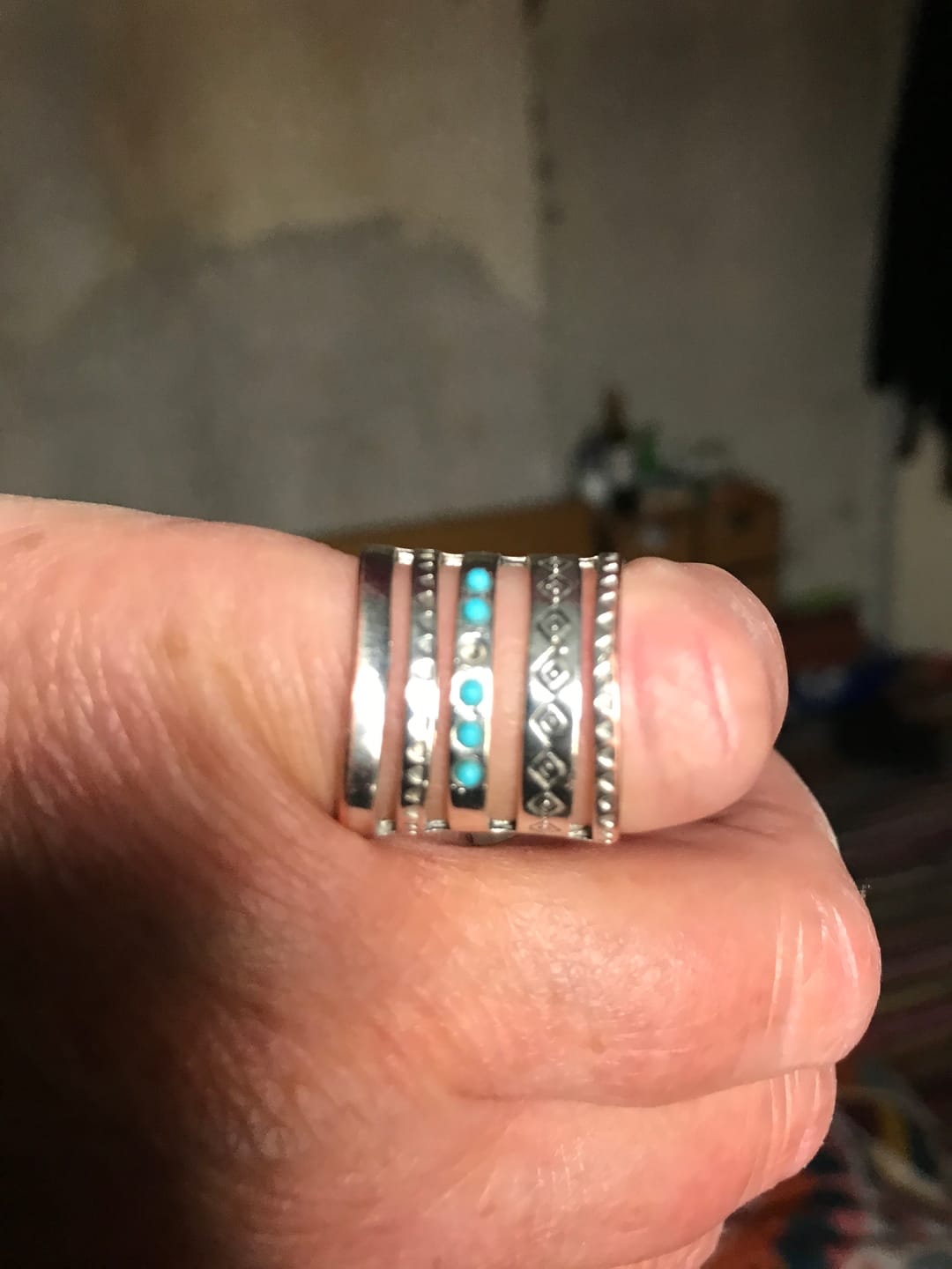Customer photo review of Olivenorma Sterling Silver Bohemian Openwork Carved Turquoise Ring