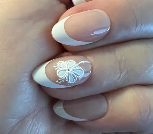 Customer photo review of White French Almond Nails - Press On Nails