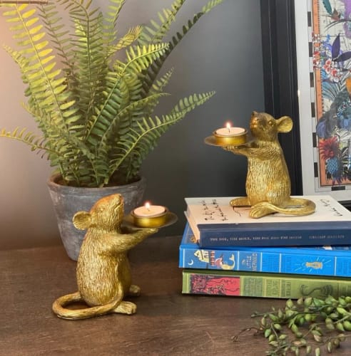 Customer photo review of Mouse Tealight Candle Holders - Gold Effect