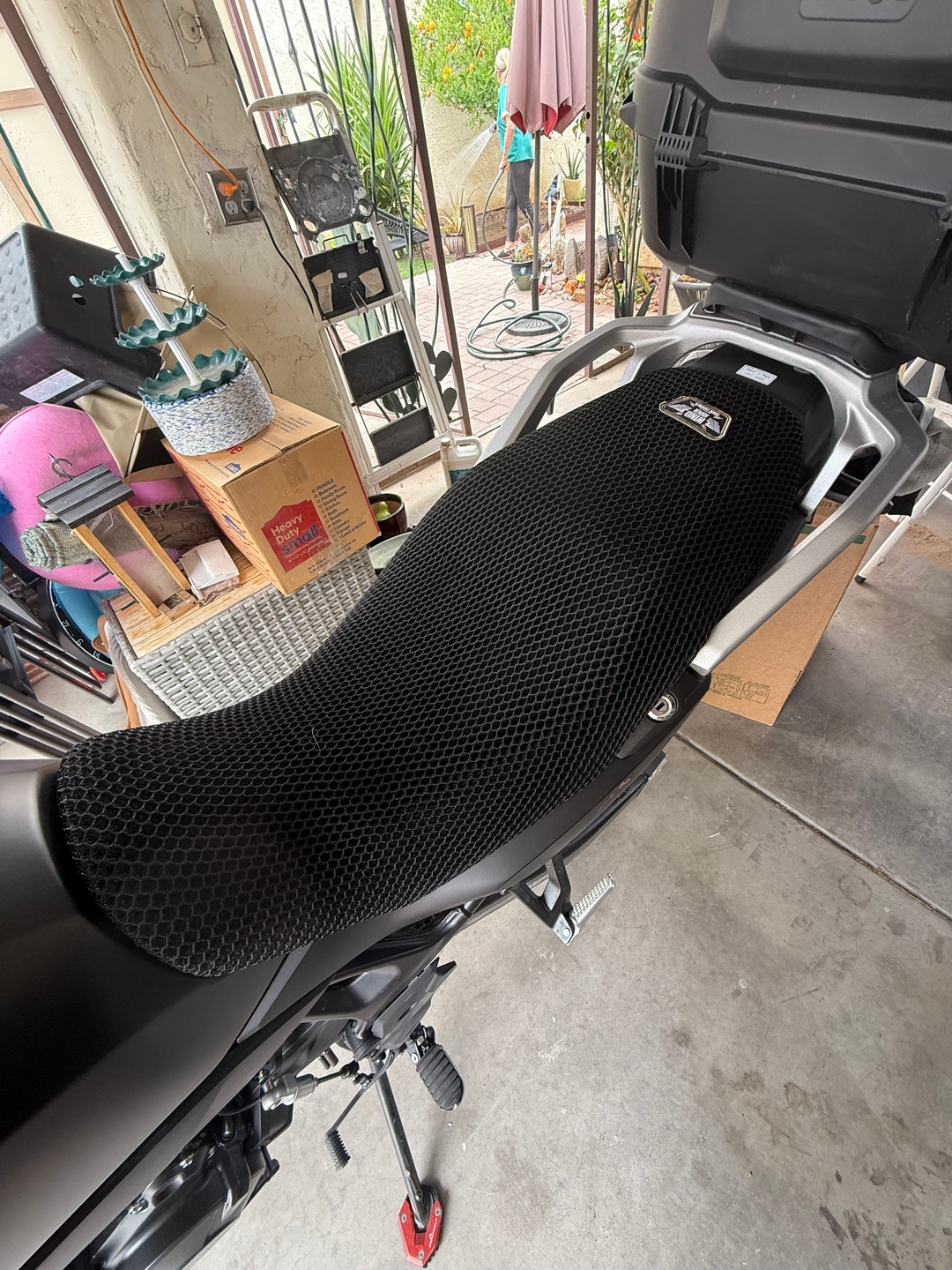 Wind Rider mesh seat cover on a Honda Transalp XL 750