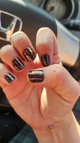 Customer photo review of Midnight Amethyst (Speckled) DIY Semicured Gel Nail Sticker Kit