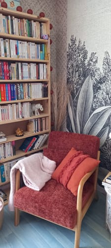 Customer photo review of OHAMA - Fauteuil de salon en bois massif et tissu terracotta