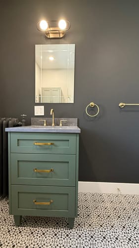 Customer photo review of Bridgeport 24" Sage Green Bathroom Vanity