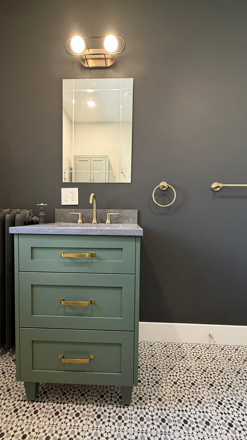 Customer photo review of Bridgeport 24" Sage Green Bathroom Vanity