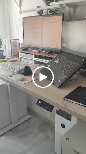Customer video review of Maidesite T2 Pro Plus-Marco de Escritorio Eléctrico Elevable en Altura Doble Motor
