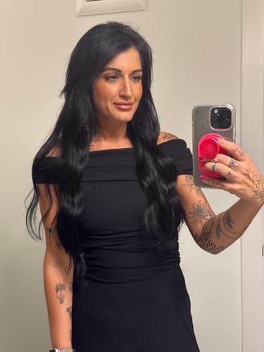Customer photo review of Virgin XO Invisible Weft with PU Hole Hair Extensions Jet Black #1