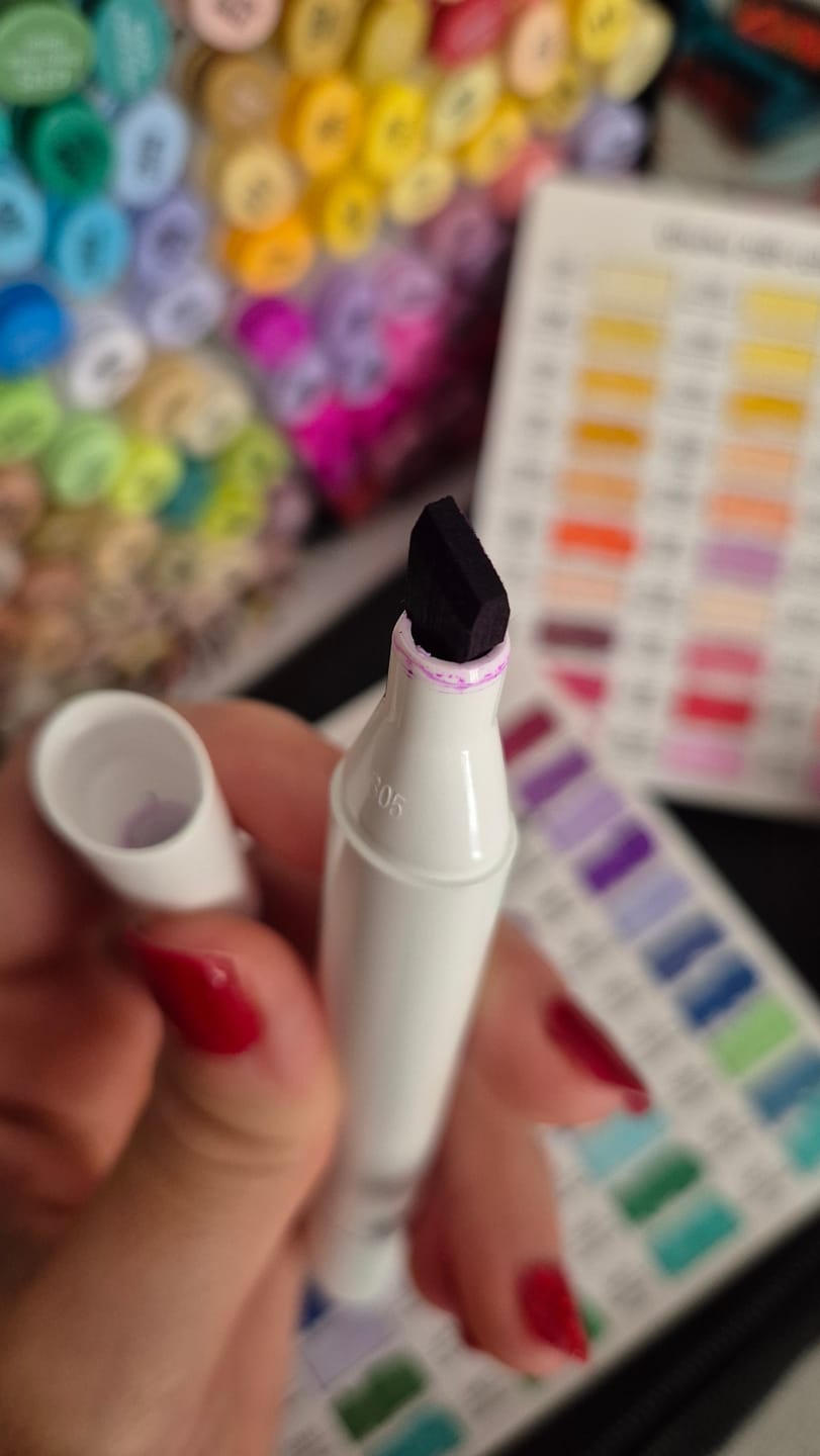 Customer photo review of Ohuhu Oahu 200 Colors Dual Tips Alcohol Art Markers, Fine & Chisel