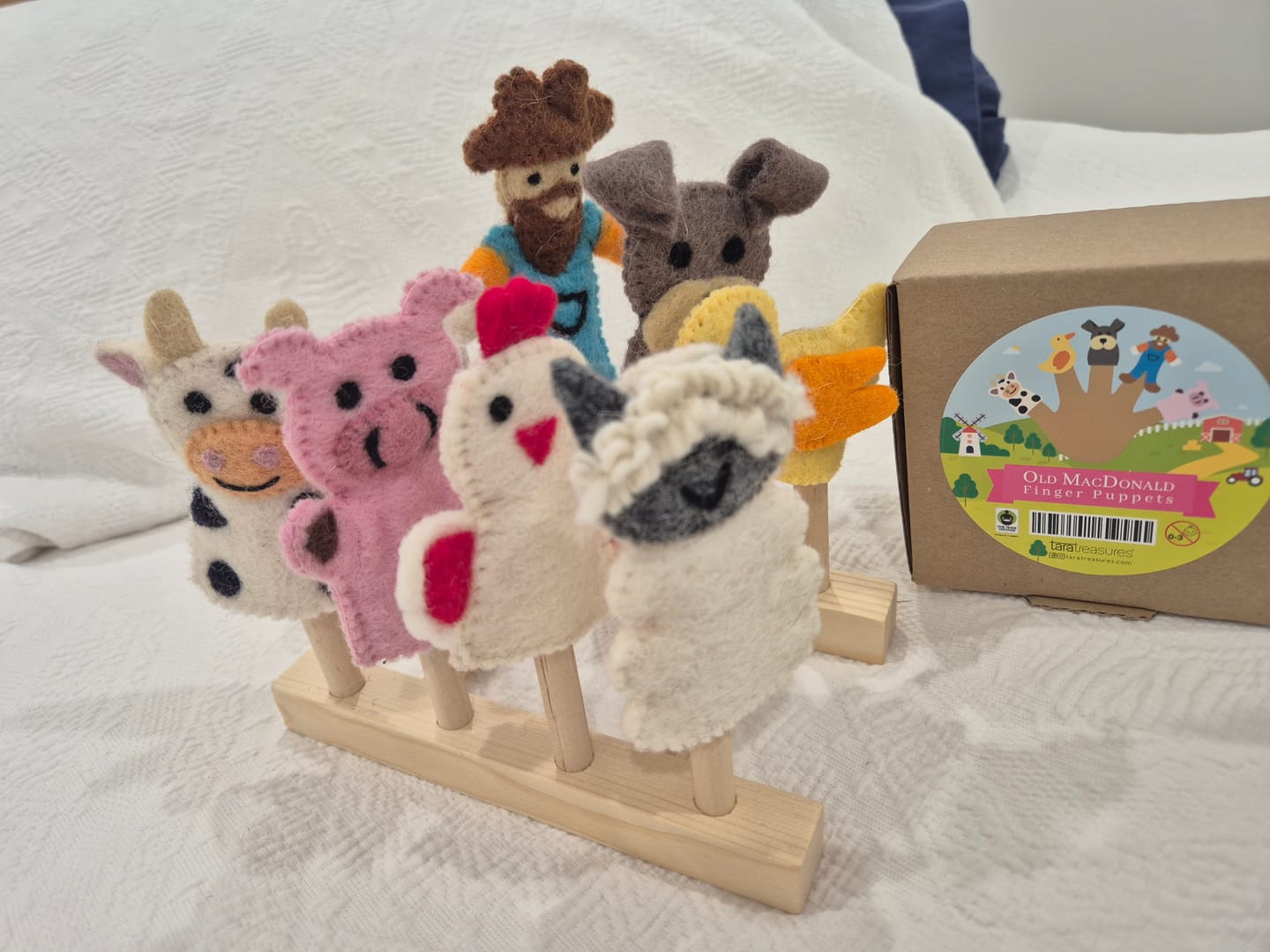 Customer photo review of Old MacDonald Farm Animals A, Finger Puppet Set