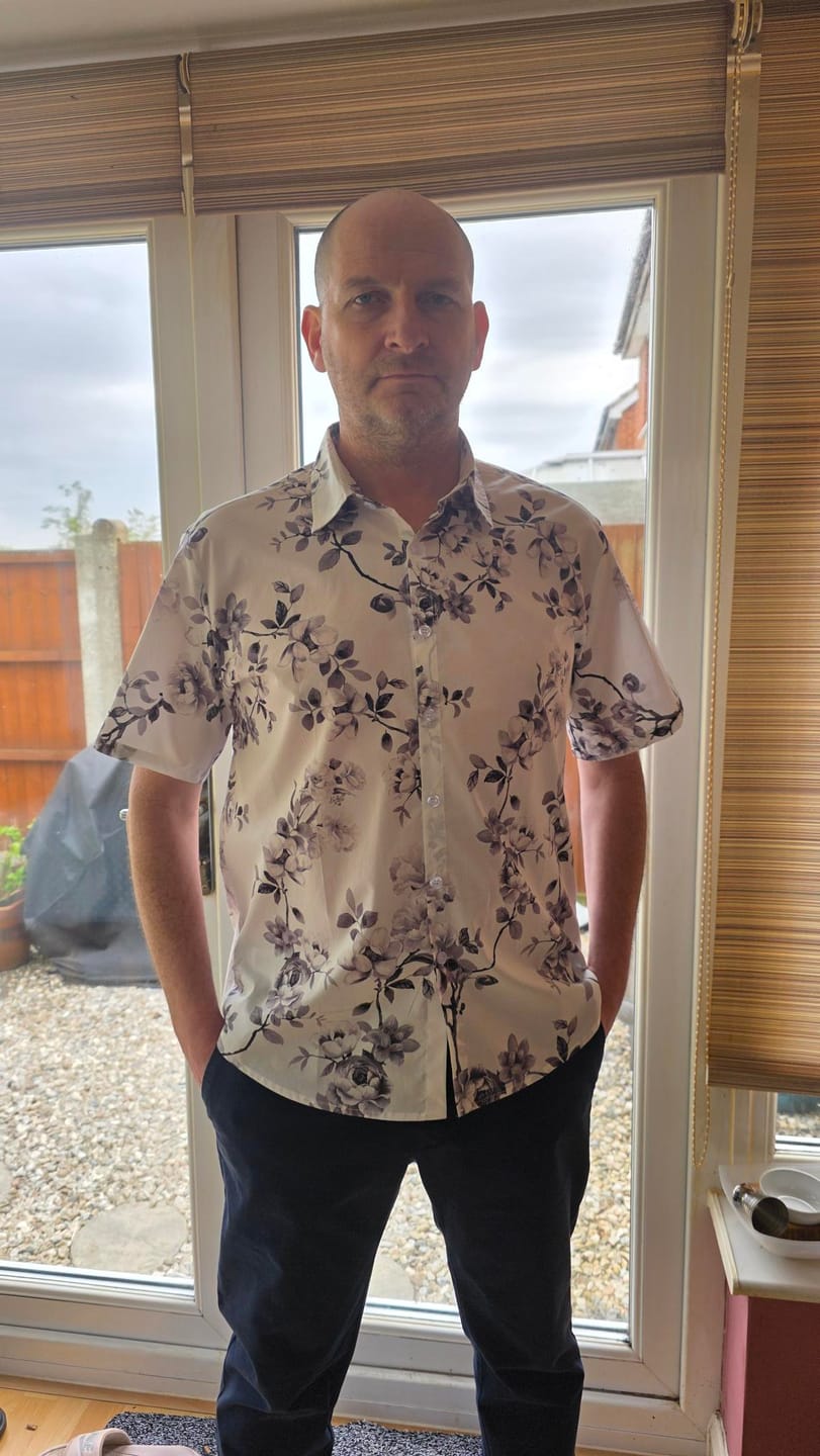 Customer photo review of Men's Floral White Beach Hawaiian Shirt