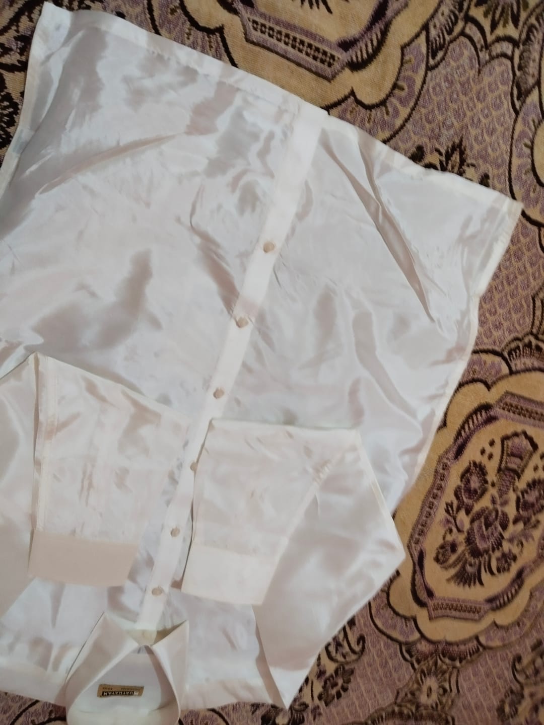 Customer photo review of Pavithram - Cream Silk Shirt For Men | Uathayam