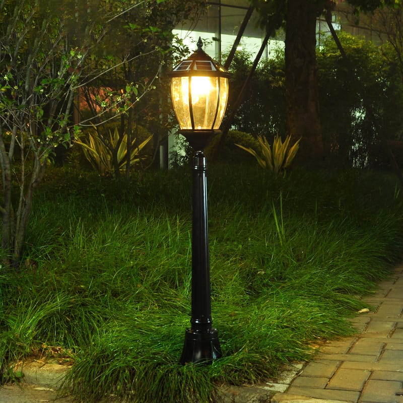 Customer photo review of Victorian Solar Lamp Post Light Clear Glass Lantern classic Solar Column Lights Yard Lawn Walkway