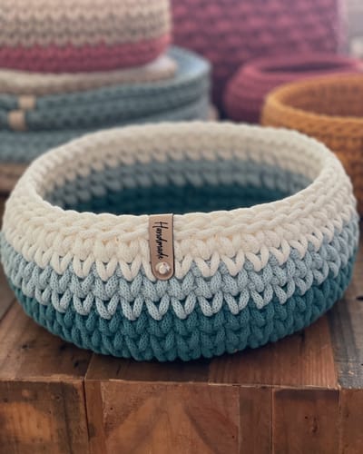 Customer photo review of Label-Set "Handmade" - Creme - CS0016 - für Häkelkörbe etc.