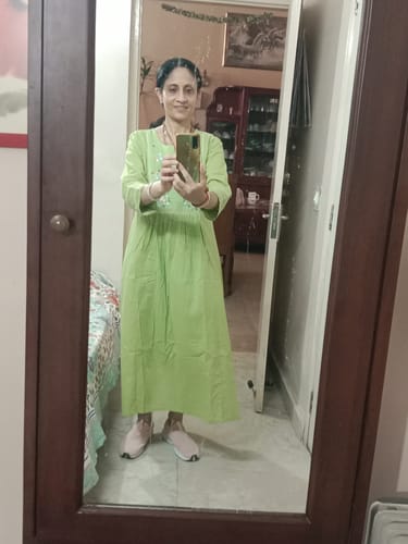 Customer photo review of Green Floral Embroidered Pure Cotton Dress