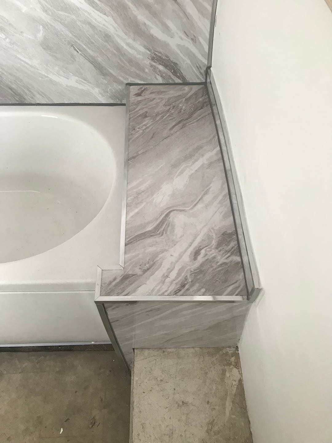 Customer photo review of 10mm Light Grey Marble Gloss Shower Panel 1M x 2.4M