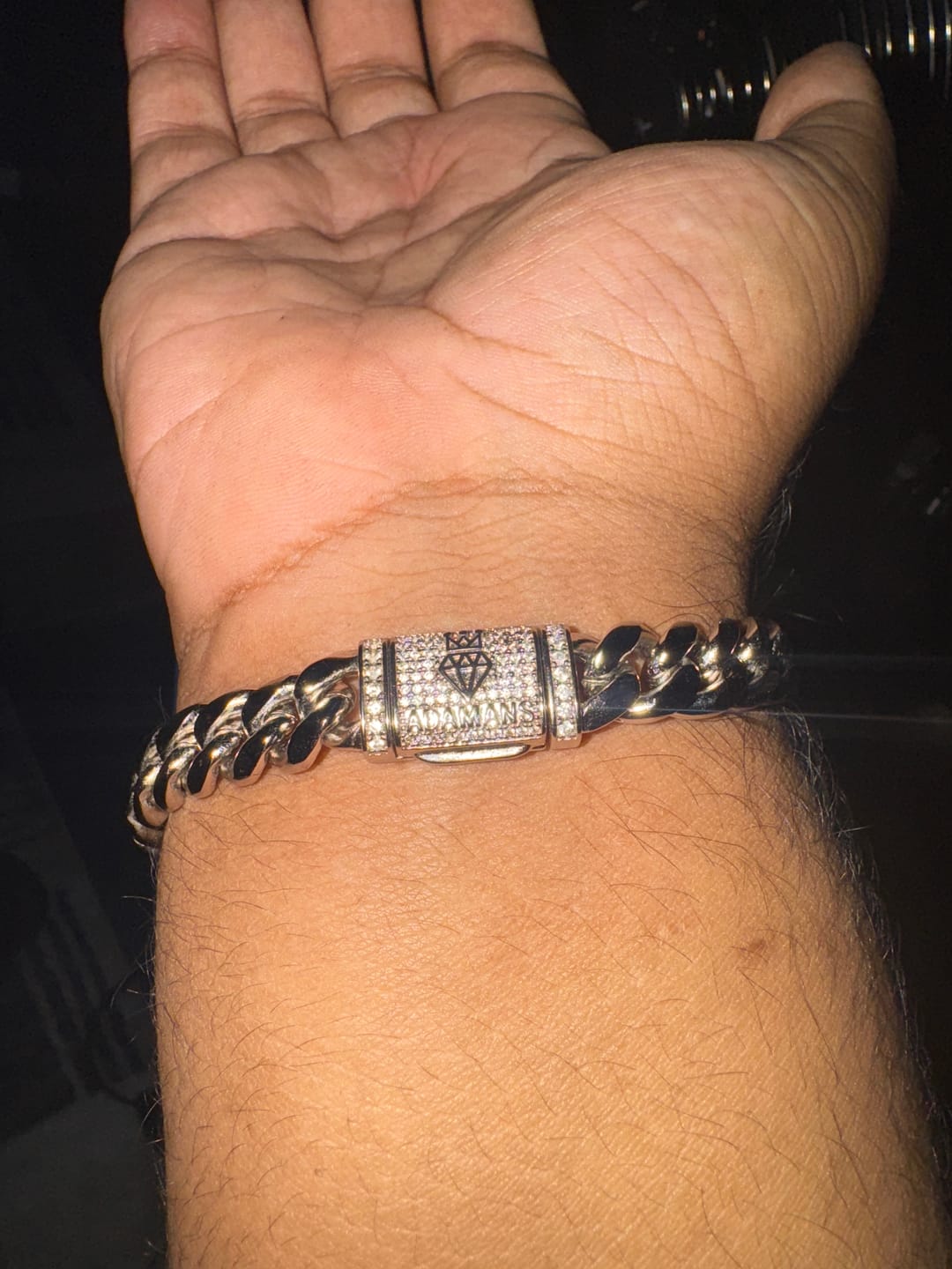 Customer photo review of 10mm Cuban Iced Clasp Bracelet  - White Gold