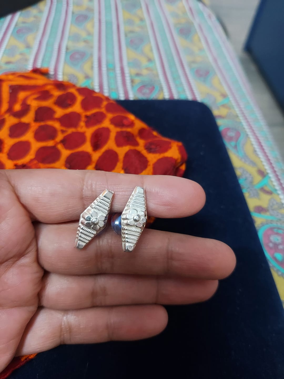 Customer photo review of Koshika Silver Studs Earrings