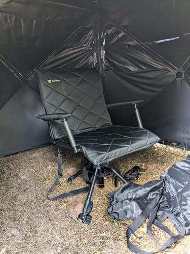 Customer photo review of Hunting Chair Adjustable Height 360°  Swivel Blind Chair With Armrests