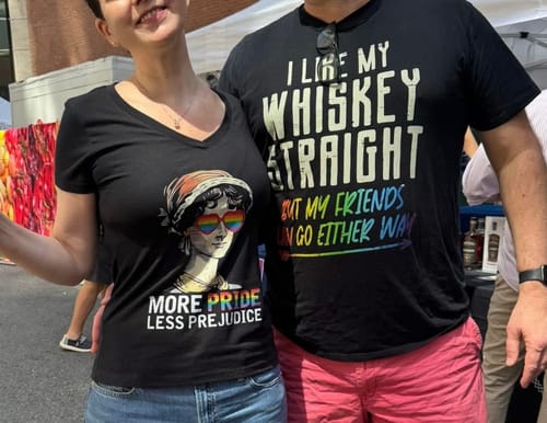 Customer photo review of More Pride, Less Prejudice Ladies V-Neck T-Shirt