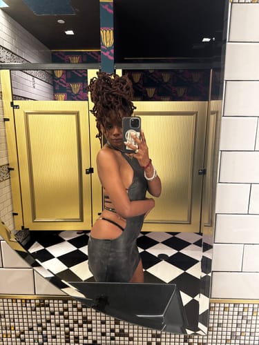 Customer photo review of Leather Mini Dress