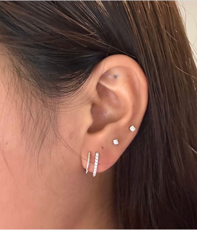 Customer photo review of Silver & Crystal Claw Earrings