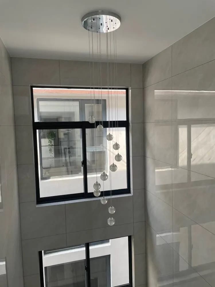Customer photo review of Modern Crystal Glass Bubble Chandelier for Foyer