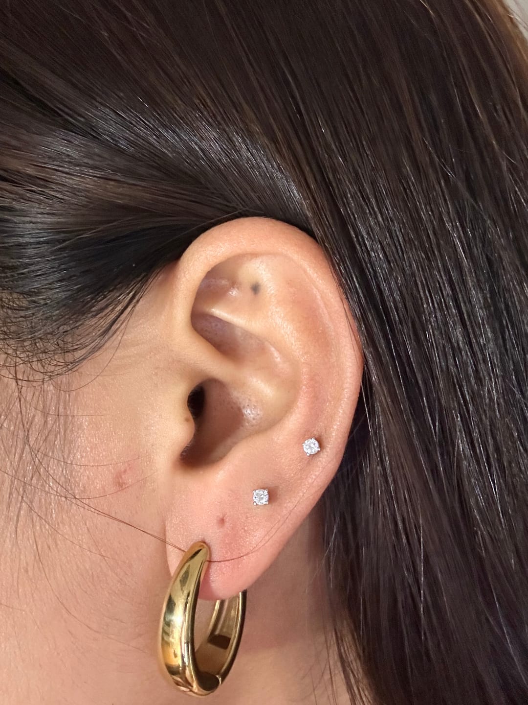 Customer photo review of Valentina Gold Hoop Earrings