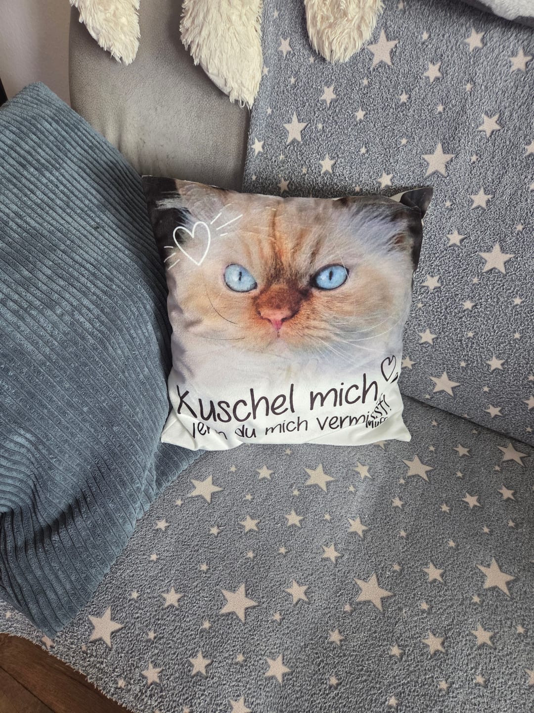Customer photo review of Kuschel mich, wenn du mich vermisst - Individuelles Kissen
