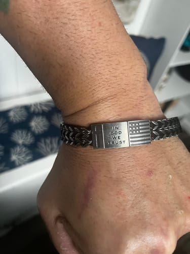 Customer photo review of In God We Trust Bracelet: Helps Pair Veterans With A Service Dog Or Shelter Dog
