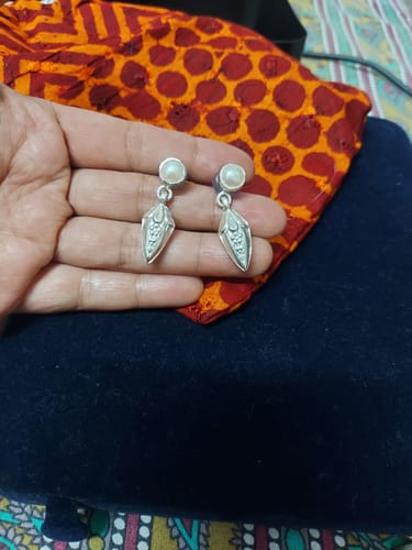 Customer photo review of Champakali Silver Stud Earrings