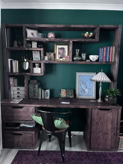 Customer photo review of Reclaimed Wood Bookcase & Shelving Units Desk - Rustic Open Shelving Storage - deskbc