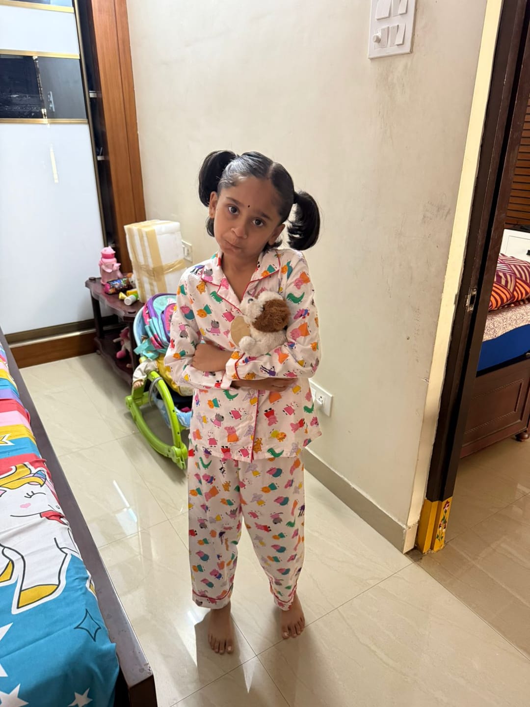Customer photo review of White Doodle Peppa Pig Night Suit