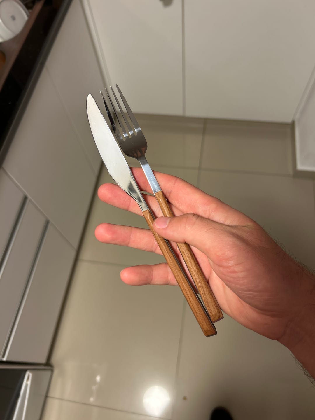 Customer photo review of Cubiertos Sakura Wood 24 Piezas