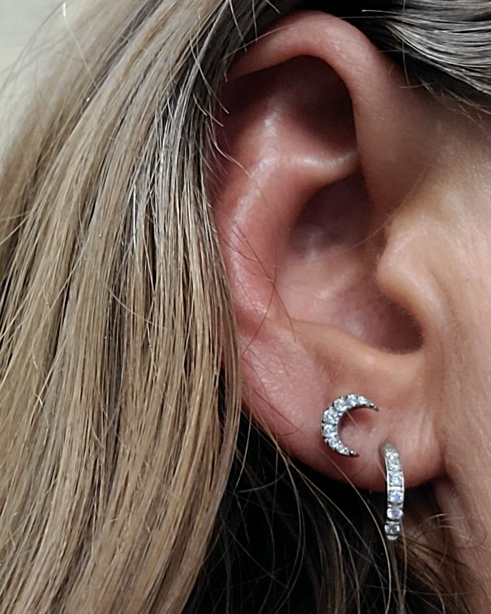 Customer photo review of My Huggies Sparkle Hoop Earrings