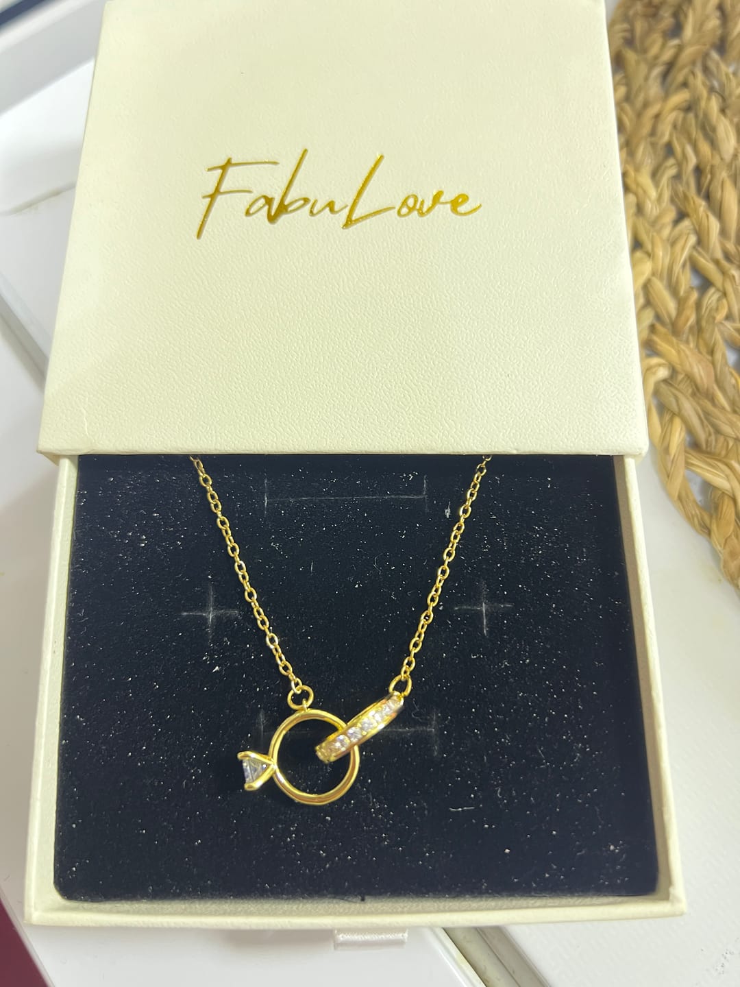 Customer photo review of Sterling Silver Promise Ring Necklace