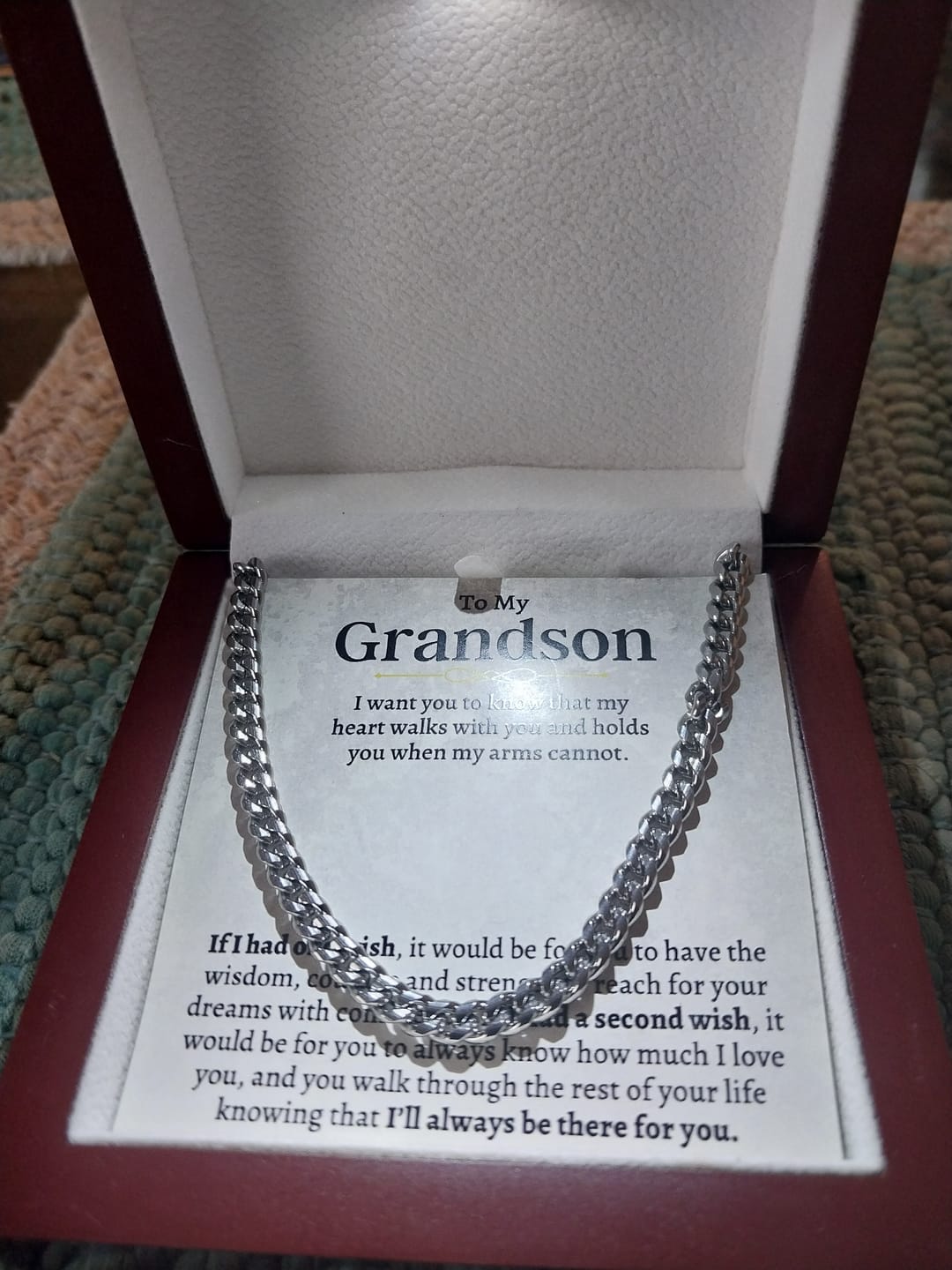 Customer photo review of To My Grandson - Cuban Link Chain Gift Set - SS160